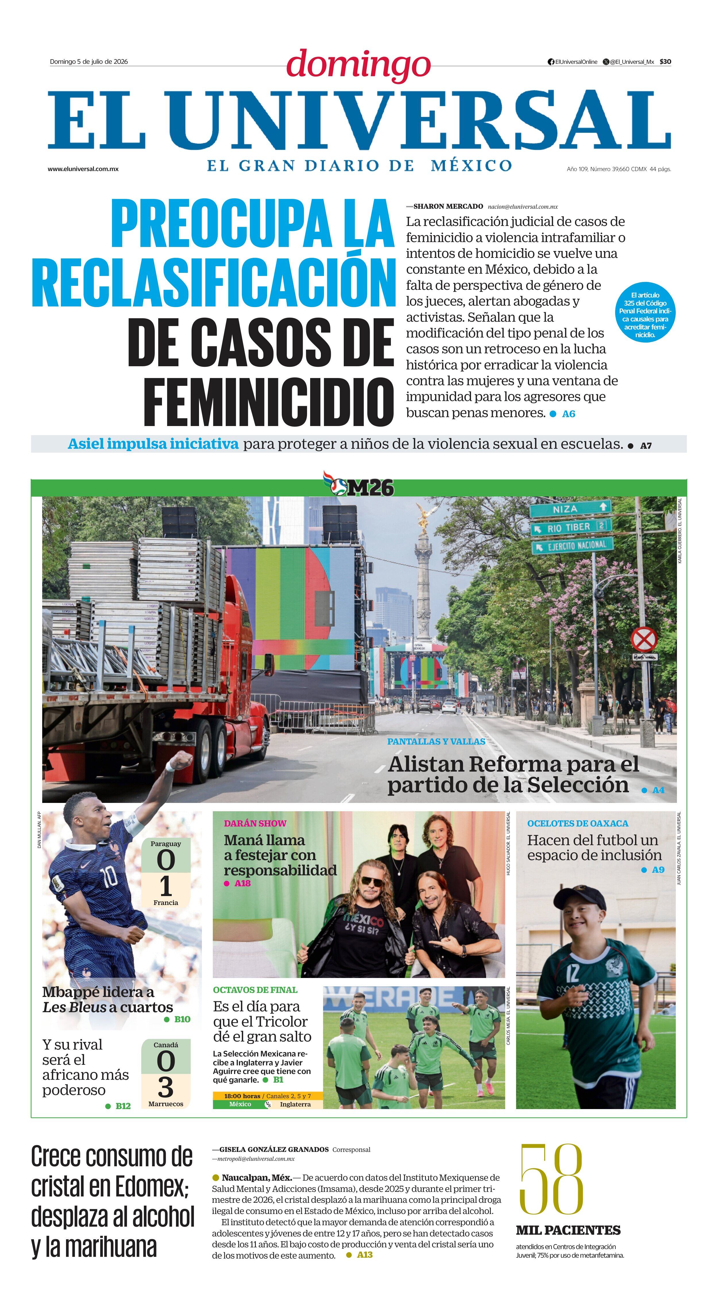 Portada impresa 5 de julio de 2026