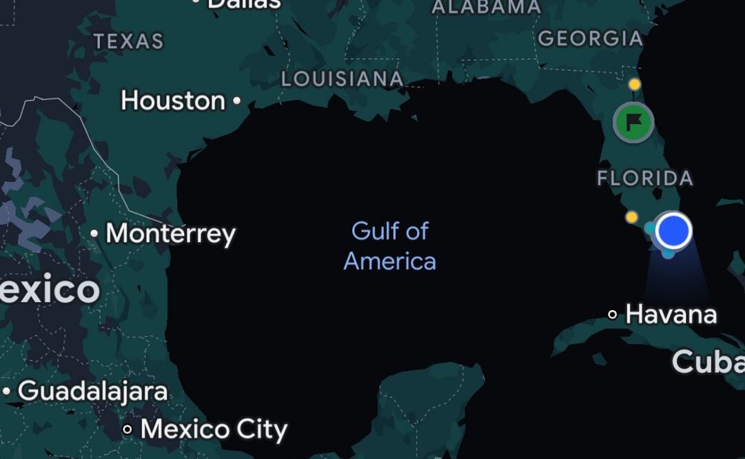 El Golfo de México ya se llama Golfo de América en Google Maps (10/02/2025). Foto: Captura de pantalla