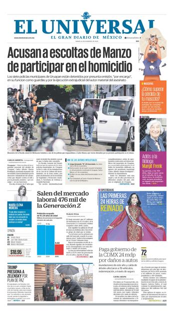 Portada impresa del 22 de noviembre de 2025