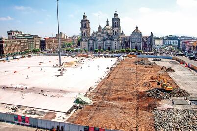 Trabajan las 24 horas en obras del Zócalo