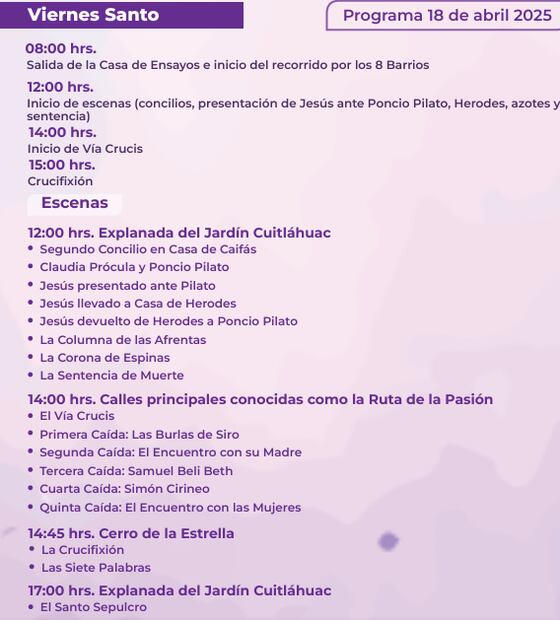 Programa del Viernes Santo. Foto: Especial
