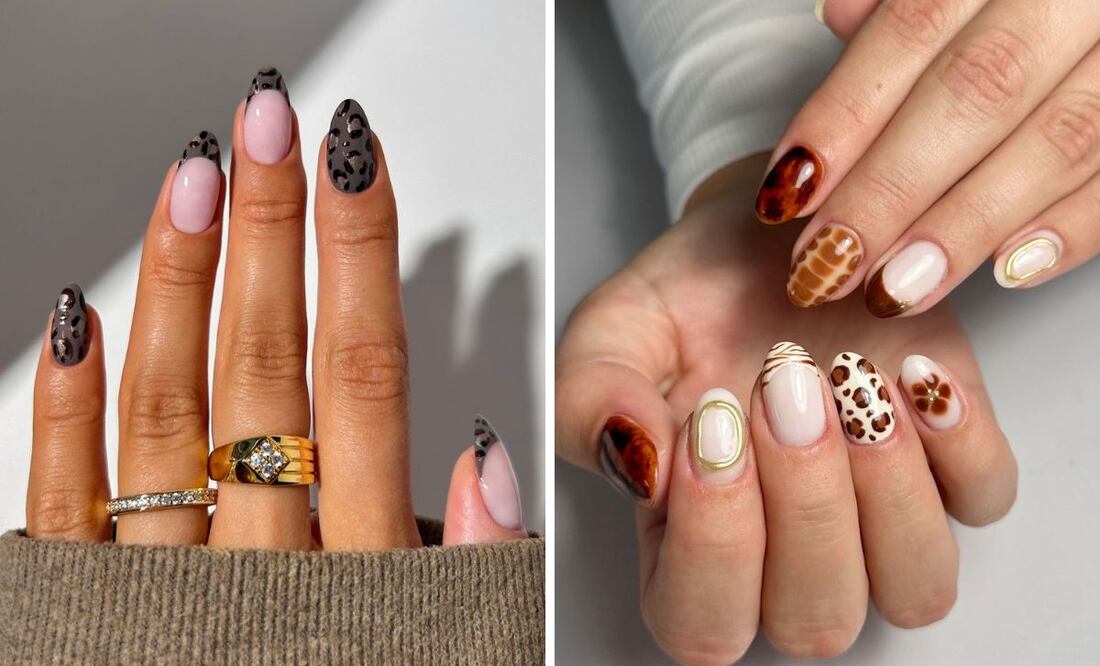 Diseños de uñas animal print para el otoño de 2024. Foto: Instagram @thenaillologist @mnartistry_yxe