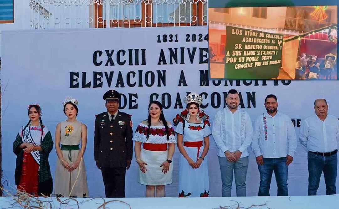 Funcionarios de Coalcomán están involucrados en una polémica, luego de que en un acto público agradecieron al
líder del Cártel Jalisco Nueva Generación por la donación de juguetes para niños del municipio. Fotos: Especial