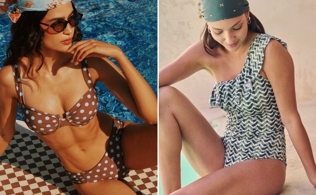 El estampado de lunares es un clásico que vive un auge esta temporada. Foto: Bari Swimwear y C&A