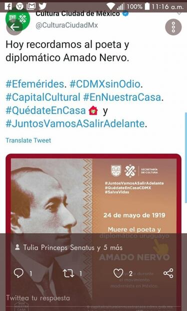 Se equivoca cultura de la CDMX en nacionalidad de Amado Nervo y luego se disculpa