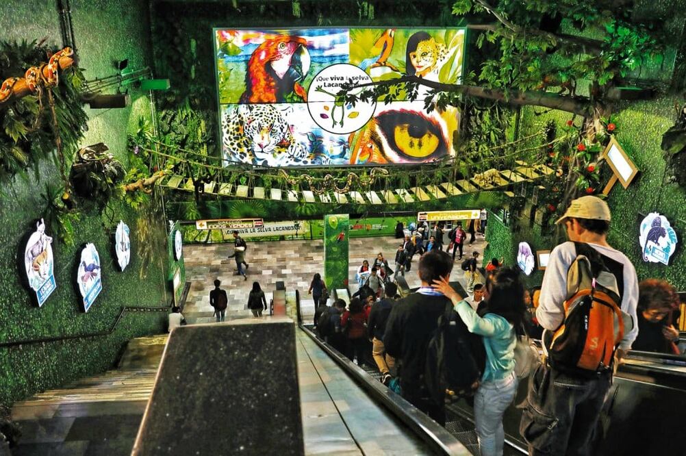 La estación Viveros se transformó en una pequeña recreación de la Selva Lacandona. (Foto: Juan Carlos Reyes / El Universal)