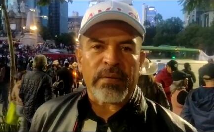 "Vine desde Los Ángeles, nadie me pagó el viaje": migrante en marcha de AMLO 