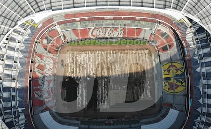 Así se ve el Estadio Azteca con los trabajos en el cambio de césped
