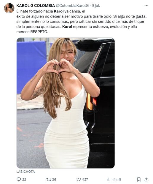 Post de usuarios que apoyan a la cantante. Foto: X