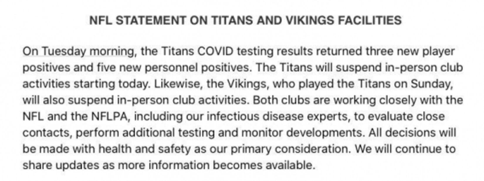 Titans de Tennessee reporta ocho casos de Covid-19