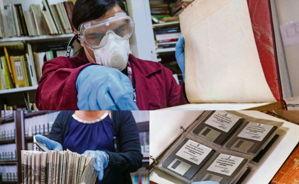 El Archivo Histórico del PRD está formado de documentos, libros, revistas, periódicos y disquetes, los cuales están siendo analizados por al AGN para ser trasladados. Foto: Axel Sánchez/ EL UNIVERSAL