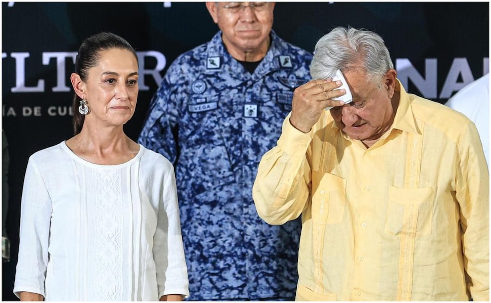 Claudia Sheinbaum, Andrés Manuel López Obrador y Layda Sansores se suben al Tren Maya. Foto: Gabriel Pano/EL UNIVERSAL