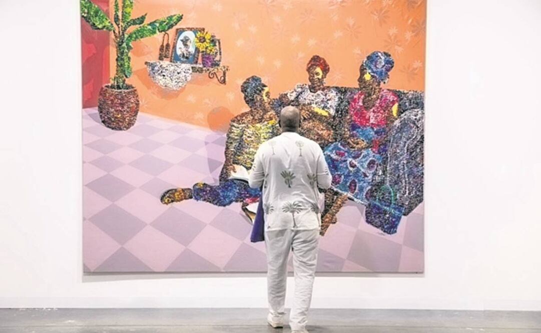 Obra de la nigeriana Marcellina Akpojotor en Rele Gallery (Lagos, Los Ángeles), durante la más reciente edición de Art Basel Miami Beach, la semana pasada. Foto: Cortesía Art Basel.