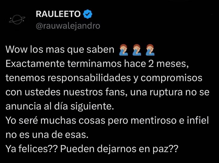 Rauw Alejandro reacciona a señalamientos de infidelidad.