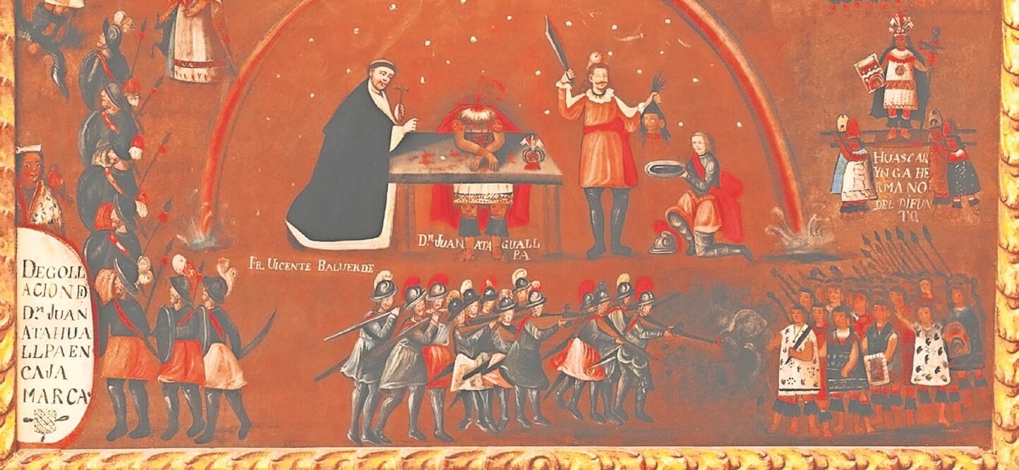Reproducción parcial de la "Muerte de Atahuilpa". Cuadro colonial que se encuentra en el Museo del Inka en el Cusco, de autor desconocido. Foto: Yutaka Yoshii
