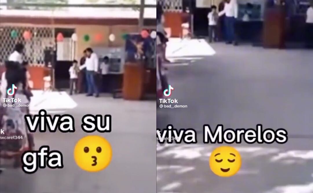 En las escuelas se hace una representación cívica del grito de independencia y esta fue la más sorpresiva. Foto: TikTok bad_.demon