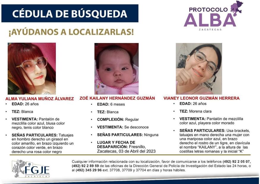 Emiten Protocolo Alba en Zacatecas. Foto: Especial