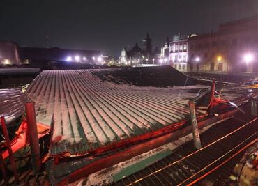 Fotos y videos de la caída del techo que resguardaba el Templo Mayor