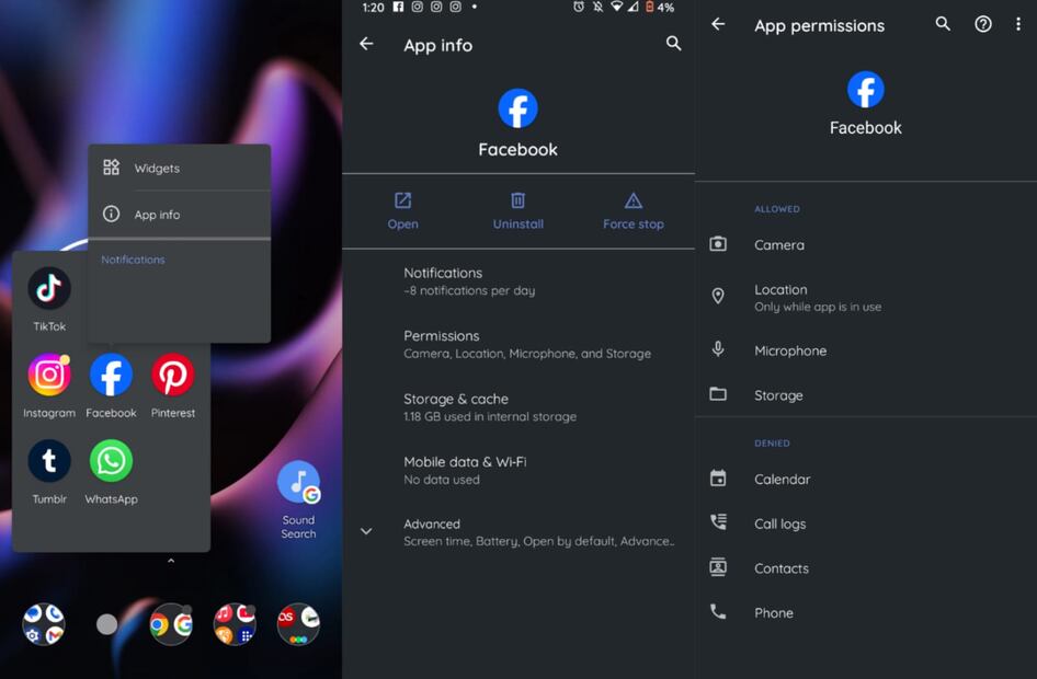 Administra los permisos que le concedes a tus apps de Android. Foto: Captura de pantalla