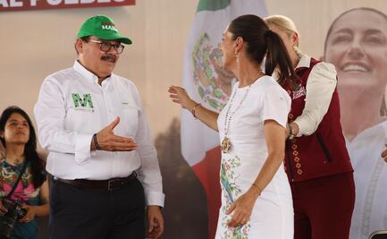 Reaparece Jorge Carlos Ramírez Marín junto a Claudia Sheinbaum tras renunciar al PRI