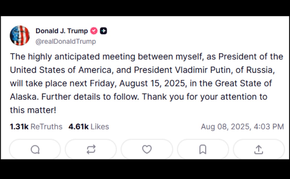 Captura Truth Social @realDonaldTrump