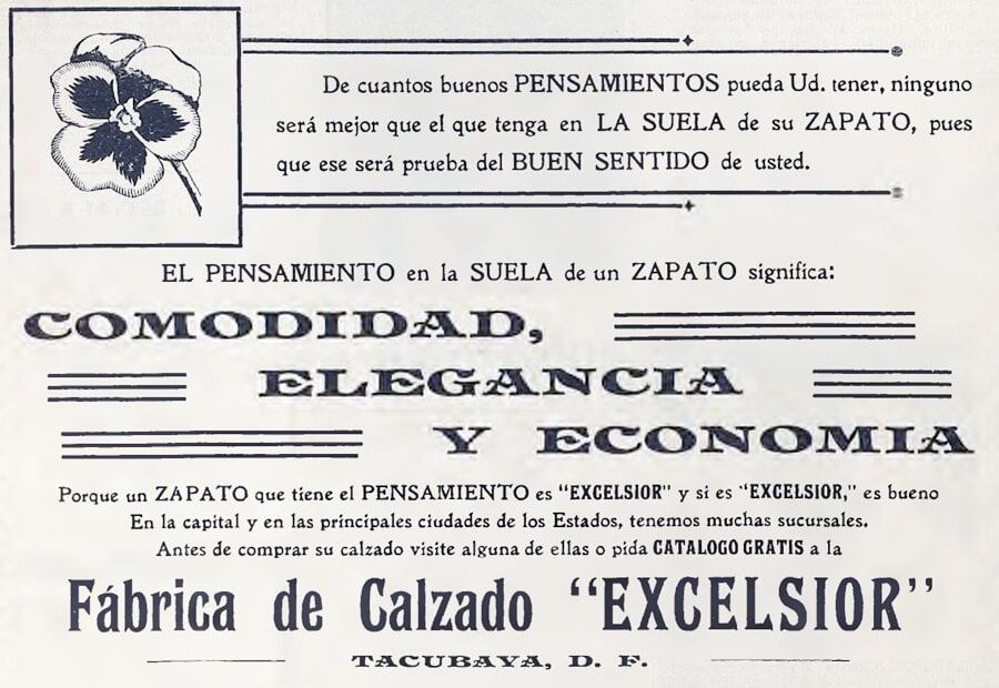 “Comodidad, elegancia y economía”, garantías de zapatos Excélsior. La marca de calzado también ofreció sus catálogos de forma gratuita. Foto: Hemeroteca EL UNIVERSAL