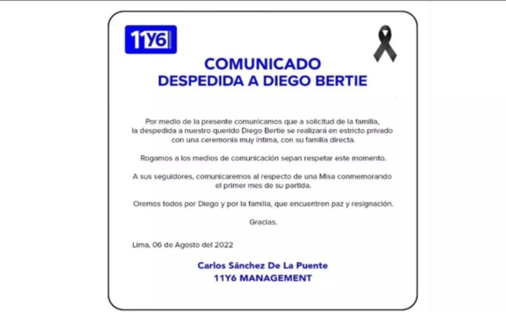 Mánager de Diego Bertie descarta que la muerte del actor se trate de un suicidio