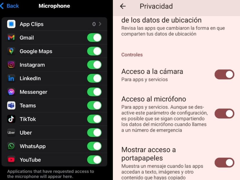 Desactiva el micrófono en iOS y Android. Foto: Captura de pantalla