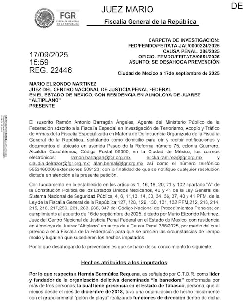 En el documento, la persona identificada con las siglas C.T.D.R. describe que, al menos desde 2018, el exfuncionario daba instrucciones específicas a tres de sus cómplices.