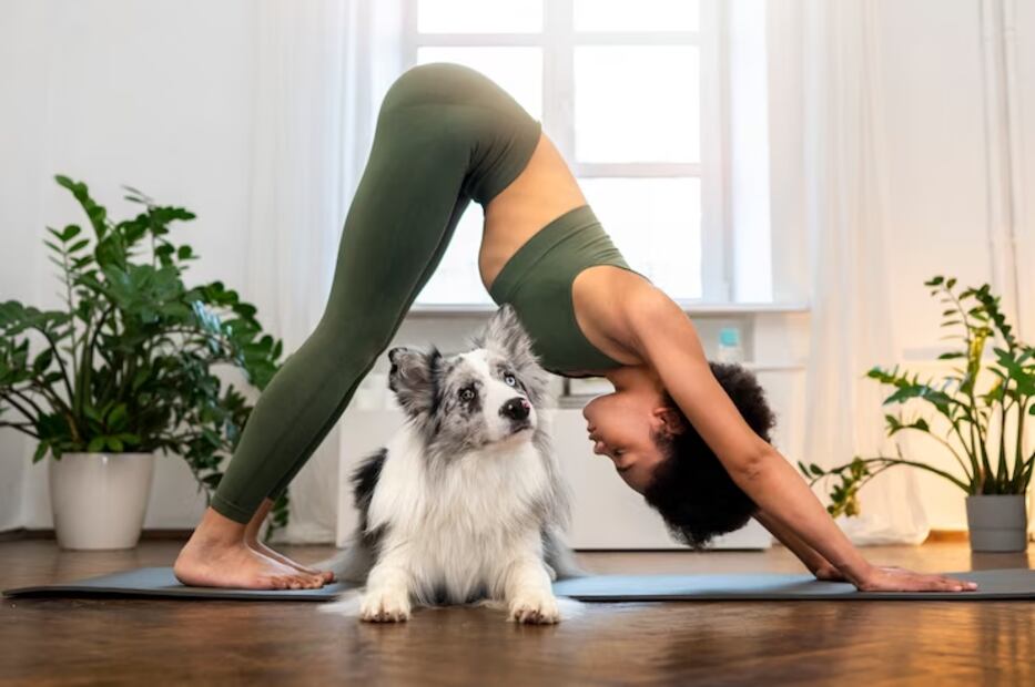 Postura de yoga del perro boca abajo. Fuente: Freepik