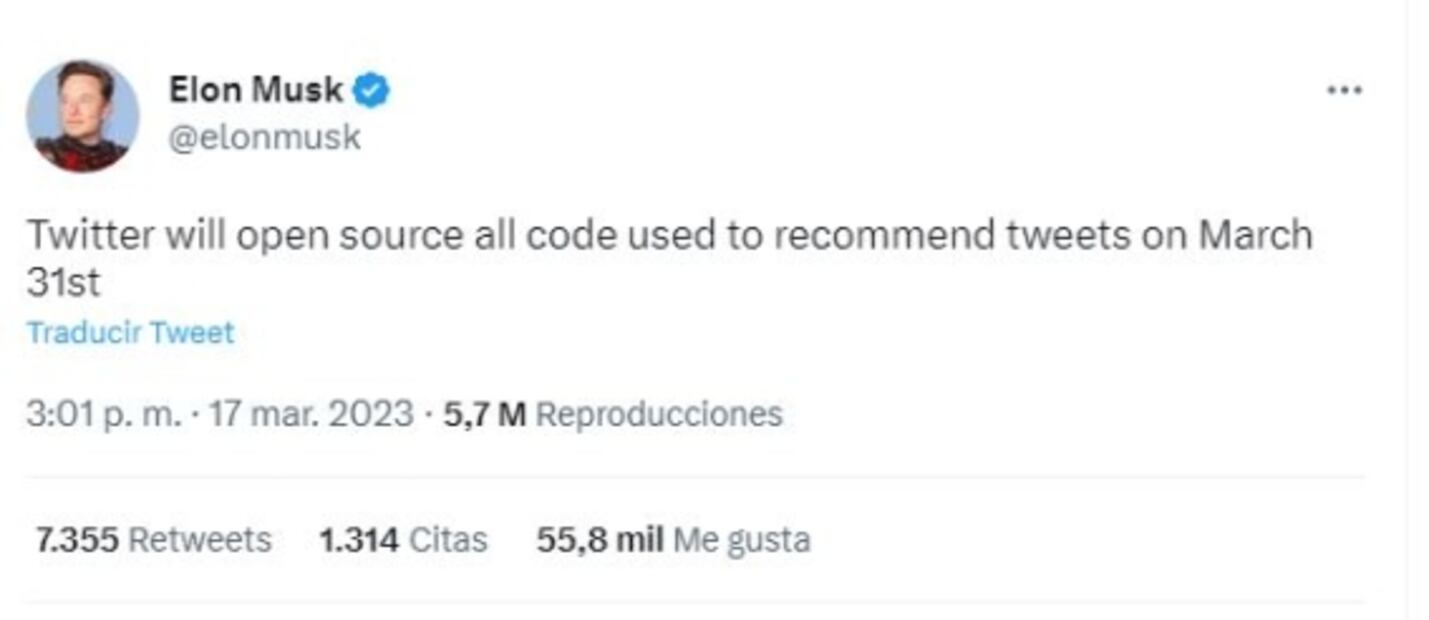 Musk: Twitter abrirá el código fuente usado para recomendar tuits