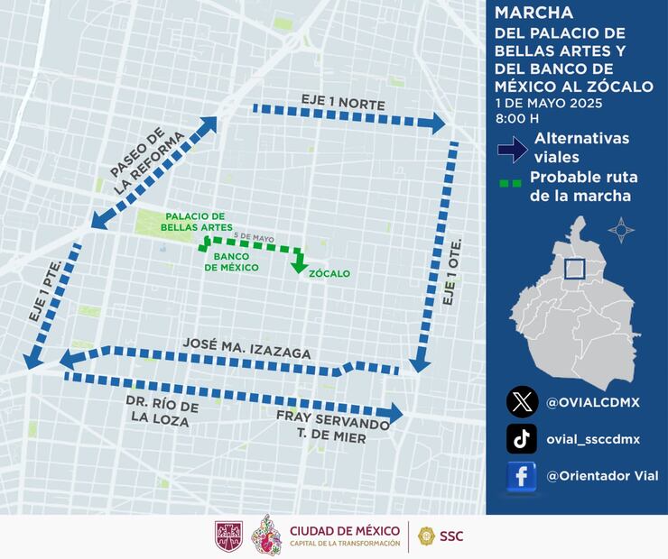 Día del Trabajo; Alternativas Viales