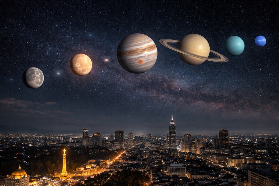Este desfile planetario es el evento astronómico más esperado de febrero de 2026. Foto: Creada con IA (ChatGPT)