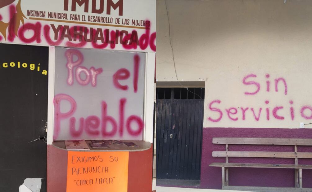 Pobladores de Mecatlán vandalizaron la presidencia municipal y exigen la renuncia de la alcaldesa (28/05/2025). Foto: Especial