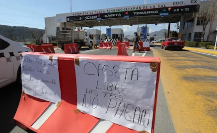 Taxistas toman caseta Tenango- Ixtapan de la Sal para exigir liberación de líder de organización de choferes 