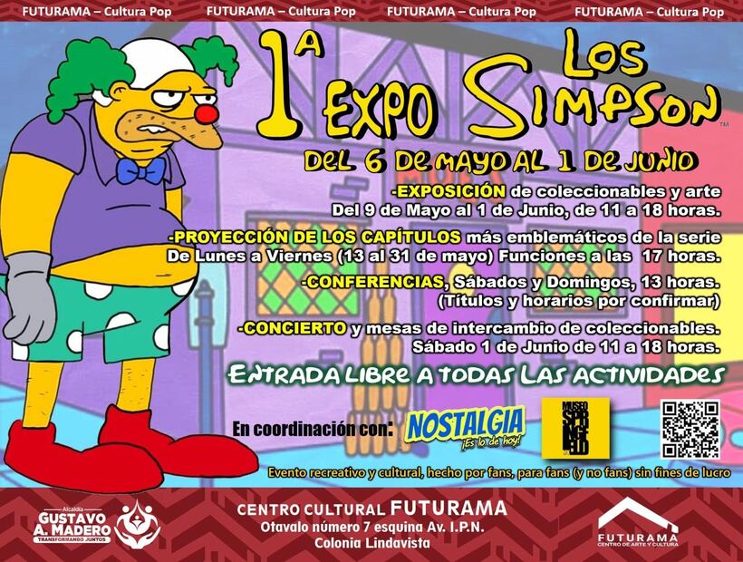 Los Simpson en la CDMX. Foto: Centro Cultural Futurama