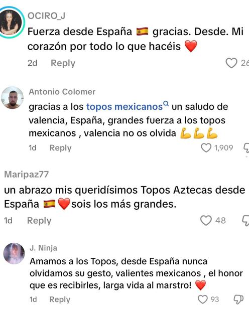 Usuarios de España recuerdan con cariño y admiración la ayuda que brindaron los topos en 2024. Foto: TikTok