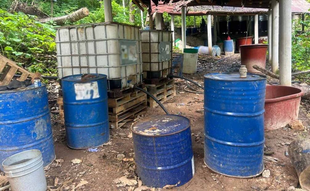Guardia Nacional deshabilita laboratorio clandestino de drogas sintéticas en Chiapas. Foto: Especial