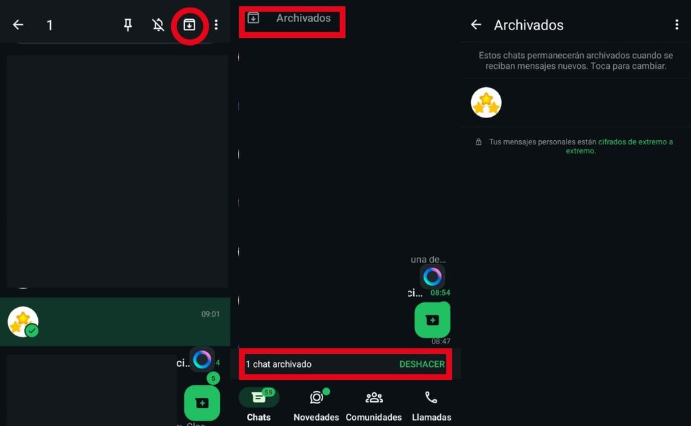 Modo vacaciones en WhatsApp. Imagen: captura de pantalla