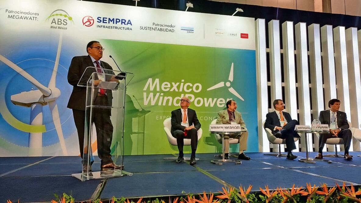 Gerardo López Guerra, nuevo presidente de la Asociación Mexicana de Energía Eólica (AMDEE), en el evento México WindPower 2023. Foto: Everardo Martínez / EL UNIVERSAL