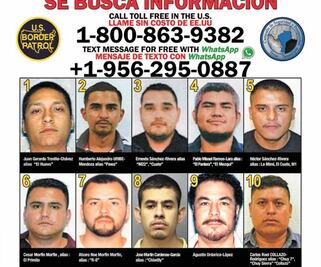 Estado une fuerzas con Texas para dar con 10 criminales