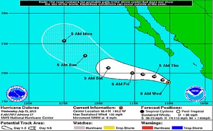 Hurricane Dolores strengthens to cat. 4 storm in Pacific