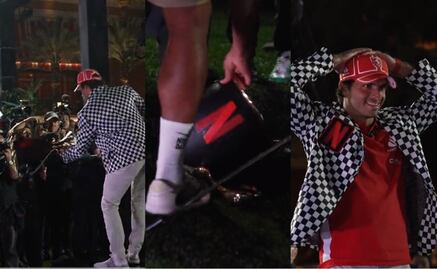 VIDEO: Carlos Sainz rompe trofeo previo al Gran Premio de Las Vegas