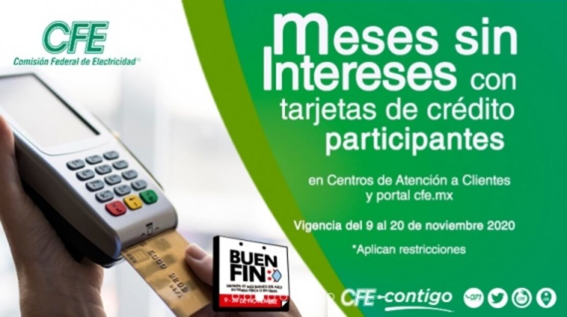CFE se suma al Buen Fin 2020 con estas promociones