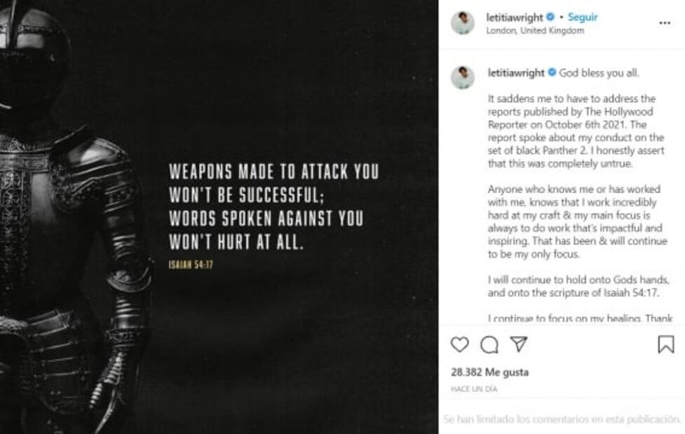 Letitia Wright niega promover ideas antivacunas en el set de "Black Panther 2"