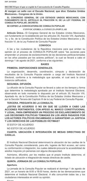 Congreso expide convocatoria de consulta de juicio a expresidentes