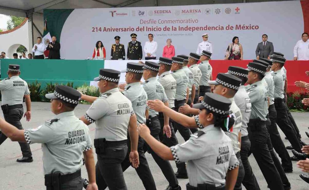 Américo Villareal en el desfile cívico militar con el que se conmemoró el 214 Aniversario de el inicio de la Independencia de México este 16 de septiembre de 2024. Foto: Especial