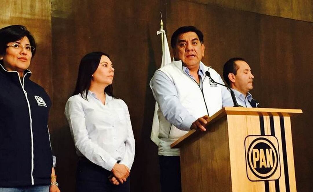 Oscar Sánchez Juárez, presidente estatal del PAN, cantó triunfo en Atizapán de Zaragoza y ventaja de 4% en municipios como Huixquilucan, Tlanepantla, Cuautitlán Izcalli, así como en Toluca. FOTO: Rebeca Jiménez