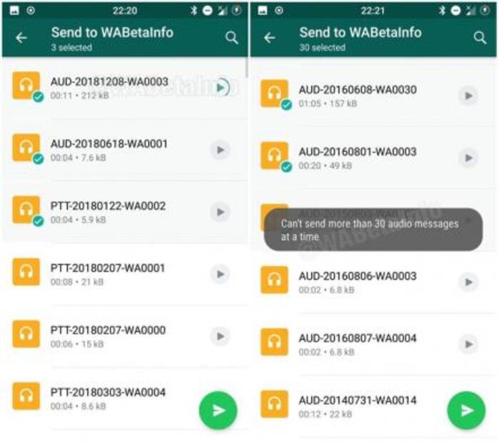 WhatsApp permitirá enviar más de un audio a la vez