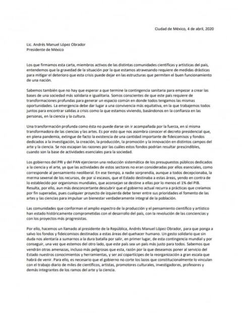 Comunidad cultural y científica piden a AMLO analizar la extinción de fideicomisos